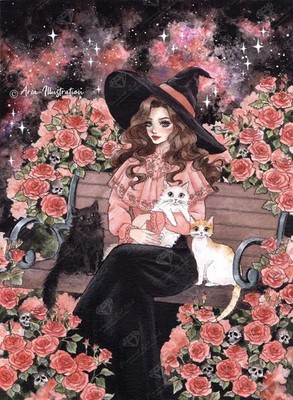 DAC Diamond Art Club- Purrfectly Wicked by Rita Konya Aria Illustration Open Box