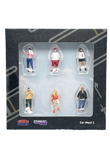 Tarmac Works American Diorama 1/64 Scale 6pc Car Meet Figure Set Diecast