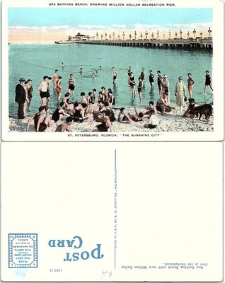 Vintage Postcard Spa Bathing Beach St Petersburg Florida Pier