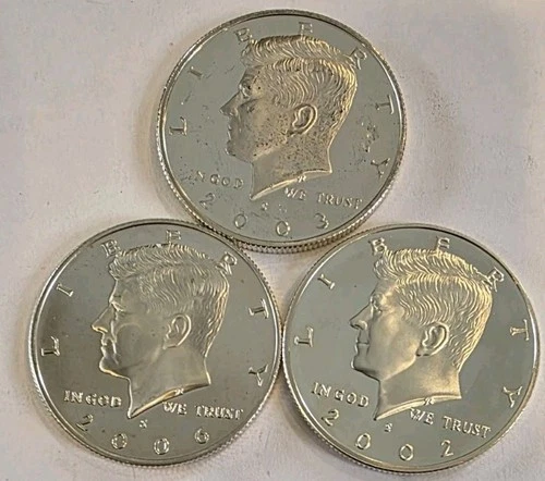 2002-S 2003-S 2006-S 90% Silver Kennedy Half Dollar  Proof Lot - DCAM - 3 Coins