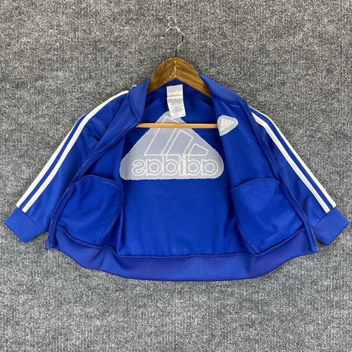 Adidas Jacket Boys Size 4T Blue White Stripes and Logo Full Zip Front - Picture 11 of 12