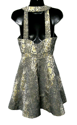 open lace back dress LULU SNAKE PRINT MIDI DRESS WITH METAL DETAIL  AKIRA