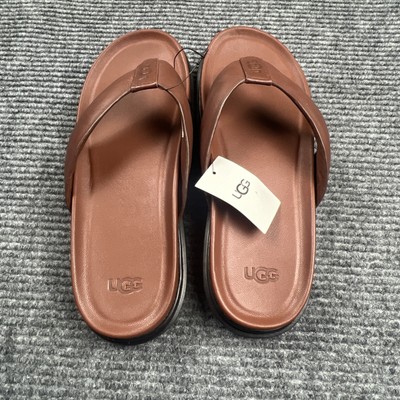 Men UGG Wainscott Slide Brown Leather Sandals slip on shoes size 9 flip flops NEW UGG WAINSCOTT SLIDES SANDALS CHESTNUT BROWN SUEDE  main image 2