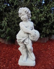 Steinfigur Statue "Putte mit Trommel" H.70 cm Steinguss, Skulptur, Gartenfigur