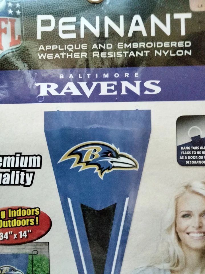 ¡Juego de 2! NFL, Banderín o Bandera Bordada Baltimore Ravens Yard, 34" x 14" Foto 2 de 3