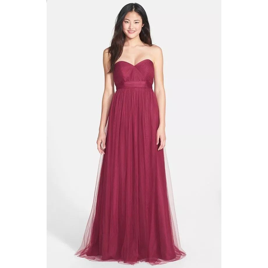 JENNY YOO Annabelle Convertible Tulle Bridesmaid Gown Burgundy Crimson Size  16 | eBay