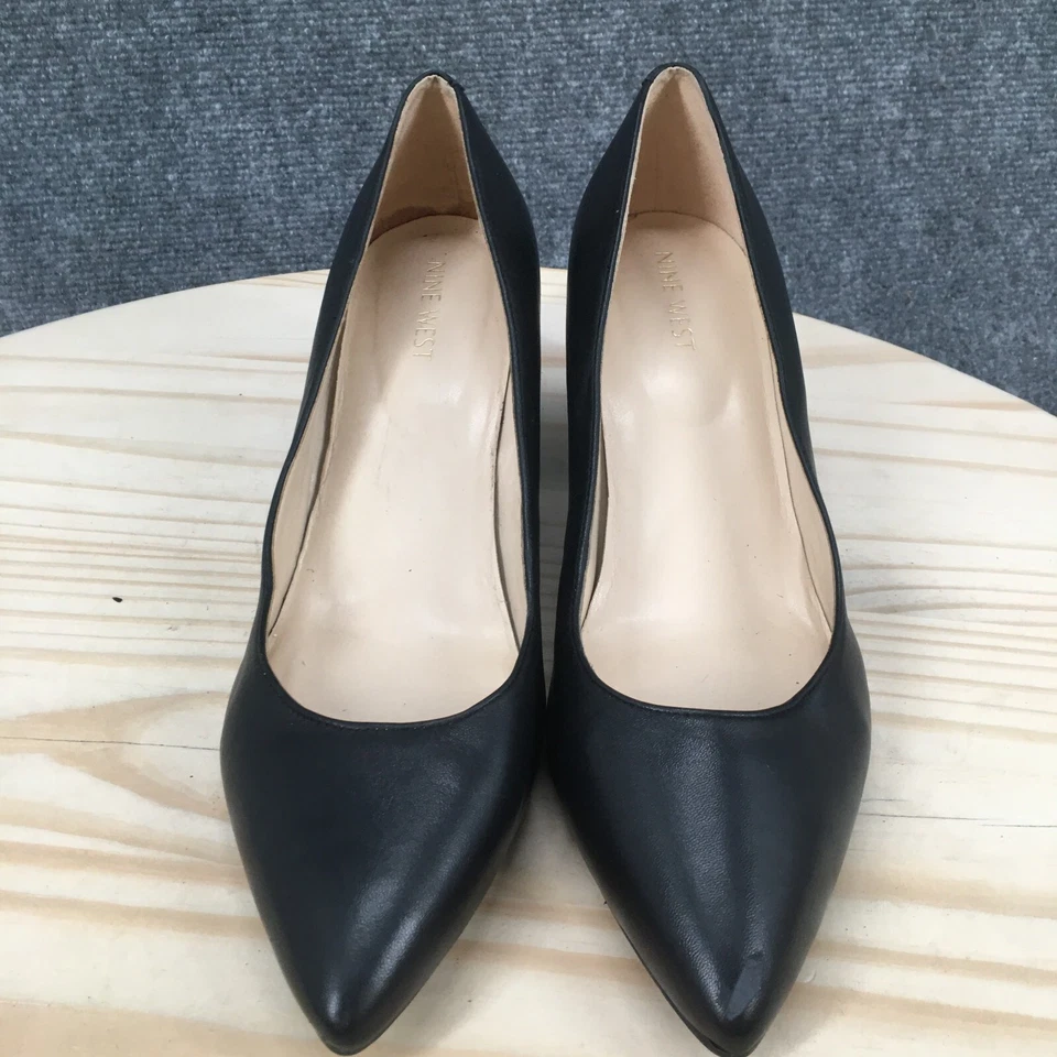 Zapatos de salón Nine West para mujer 9,5 M sin cordones de cuero negro punta tacón Foto 4 de 4