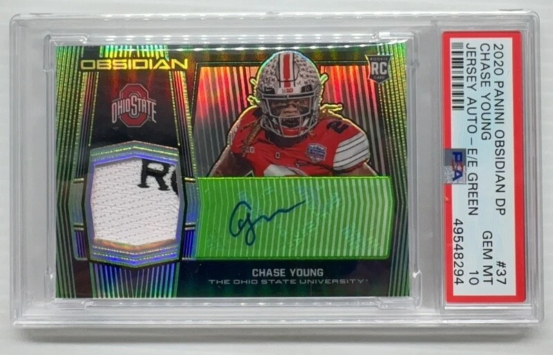 Chase Young Panini Obsidian Draft Picks Jersey Autographs #37 Green Electric Etch