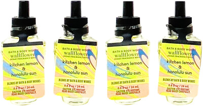 Bath & Body Works  KITCHEN LEMON & HONOLULU SUN Wallflowers Fragrance Bulbs x 4