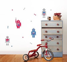 ROBOTS STICKAROUNDS STICKERS BOYS GIRLS REMOVABLE STICKEROUNDS FUN4WALLS 14PK