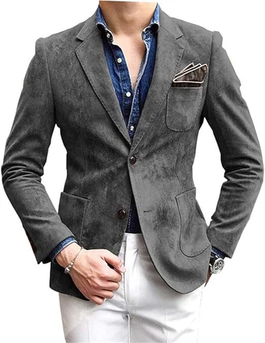 Men Formal Work Blazer Jacket Casual Button Slim Fit Suit Business Coat Tops - Picture 9 of 15