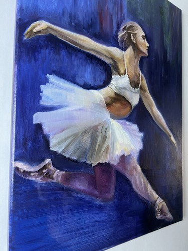 ORIGINAL PAINTING oil, 24x18 inches, Ballerina Dance, Home GIFT, Wall Art Decor - Picture 7 of 7