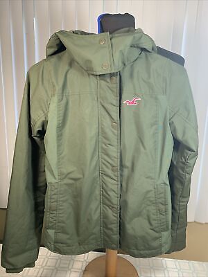 Hollister California All-Weather Women’s Hood Jacket Green Pink Fleece Size  XS