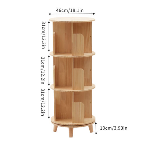 3 Tiers Rotating Bookshelf Bookcase Storage Shelf Display Rack Stand for Kids - Picture 2 of 12