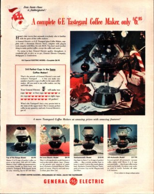 1948 GE Coffee Maker Tastegard different Models Nice Color Vintage Print Ad 1102