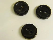 NEW 25 3/8  INCH BLACK  POLISHED BUTTON 2 HOLE W/RIM
