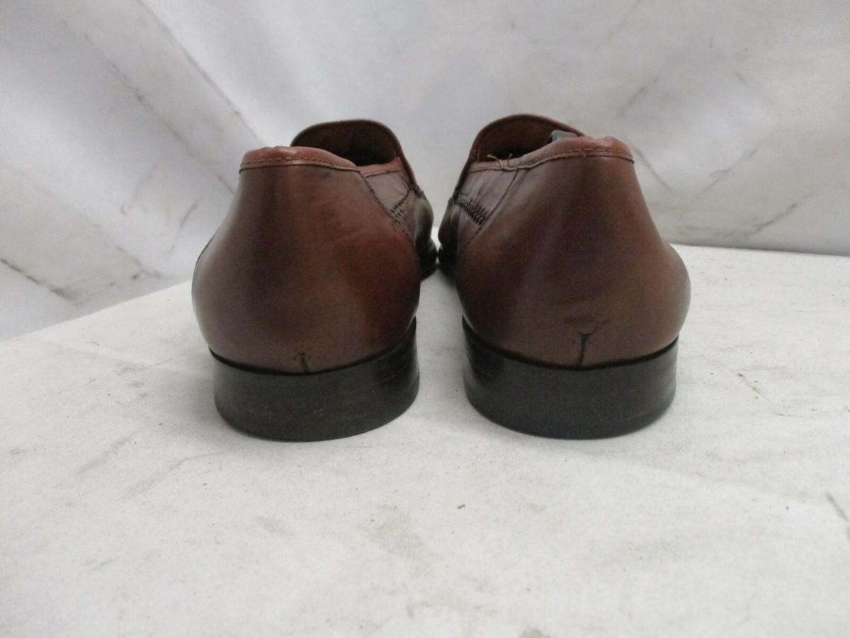 Sandro Moscoloni Angelo AMB Leather Tassel Loafer Men Sz 8.5 Brown Made In Spain Sandro Moscoloni Leather Slip On Tassel Loafers, Men Sz 9.5  main image 2