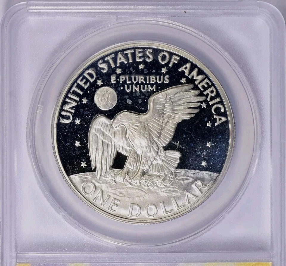 1972 S $1 Eisenhower Ike Dollar ANACS PR65DCAM Monster Toned Neon Blueberry - Image 4 of 4