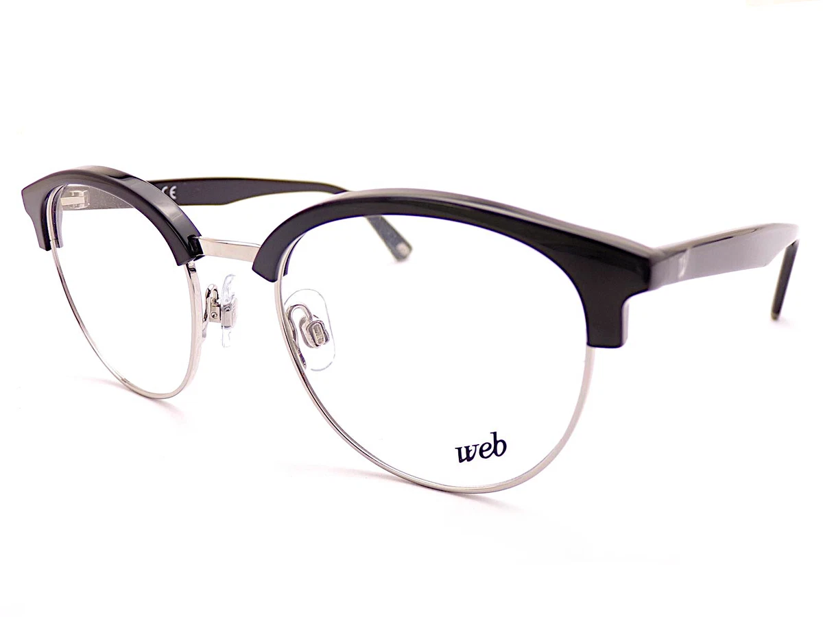 Web Reading Glasses from 0.25 to 3.50 Black Silver Chrome Round WE5225 014