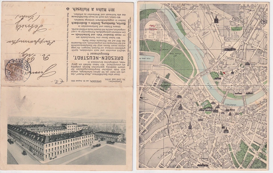 68800 Doppel Klapp Ak Werbung Fa. Kühn & Hultzsch Dresden 1910 - Bild 1 von 1