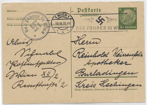 Germany: Austria: 1932; Postal stationery, cancellation for visit Fuhrer, EBA014 - Picture 2 of 2