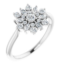 Brilliant Cut Cubic Zirconia In 935 Silver Vintage Halo Engagement Ring