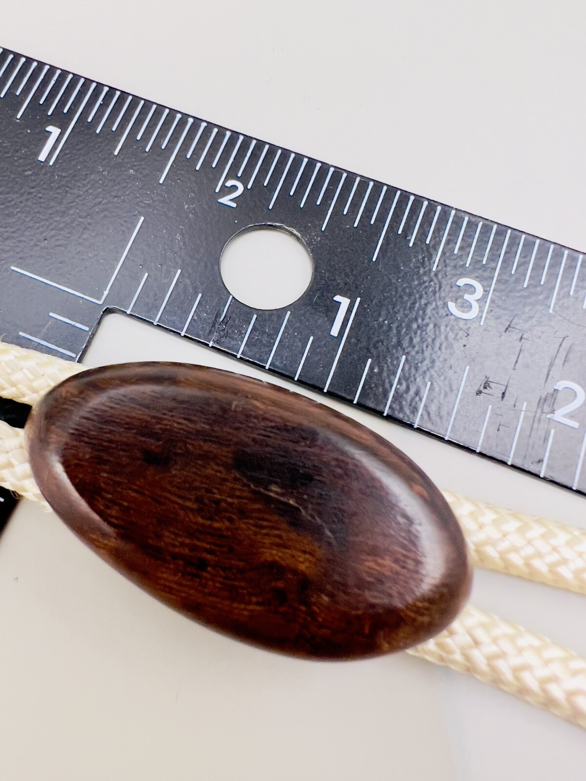 Vintage Wooden Oval Bolo Tie Shoestring  Western … - image 5