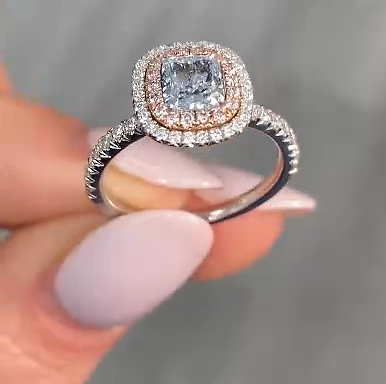 Anello Matrimonio Diamante IGI Fancy Vivid Blue Cuscino 2,02 Ct Coltivato... - Video 1 di 1
