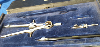 Vintage Vemco Drafting Engineering Tools Kit IN CASE PARTS PIECES