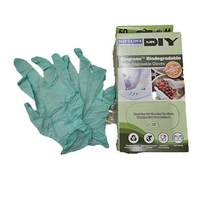 50 Green Nitrile  Gloves M Medium, Disposable,Powder free,Biodegradable