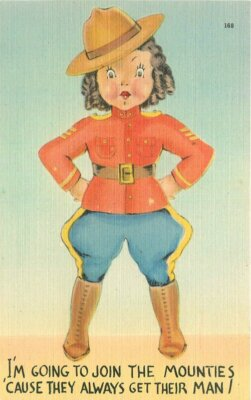 #ad Canada Mounties Woman gets her man Comic Humor Asheville Postcard 1 8519 $9.09