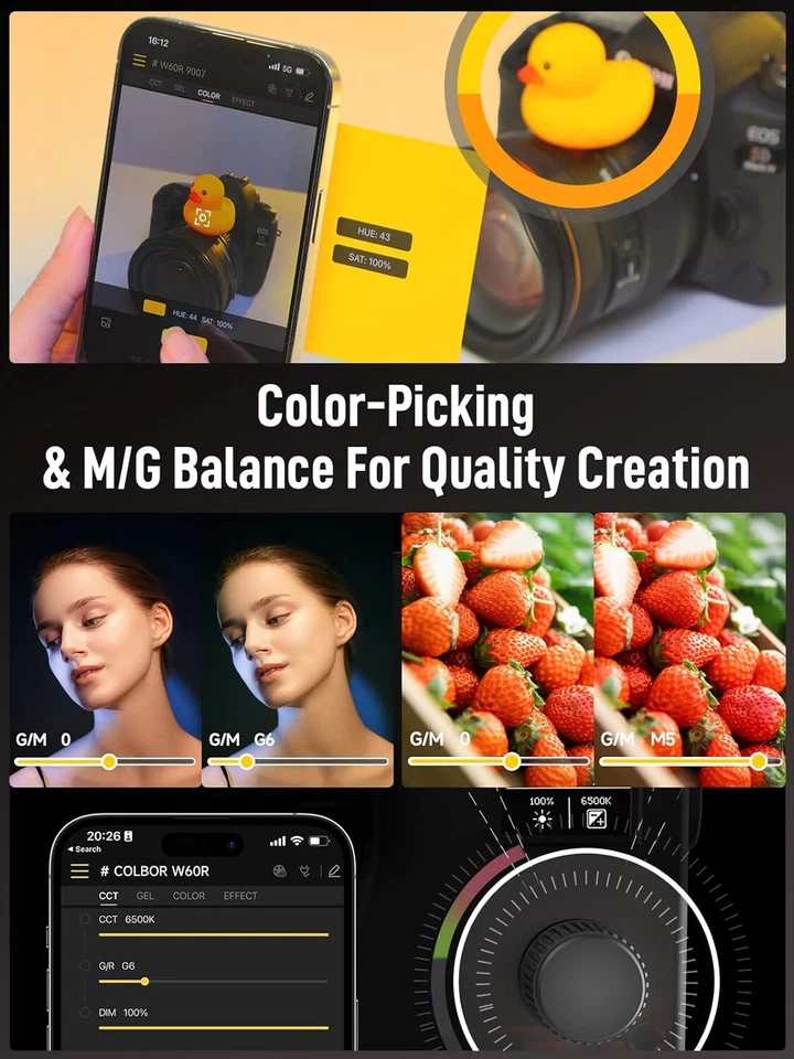 Colbor W60R RGB видео света 60 Вт 2700-6500K COB непрерывный выход освещения - Изображение 4 из 4