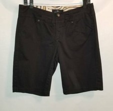 One 5 One Womens 6P Chino Shorts Black Pockets Belt Loop Flat Front 1148