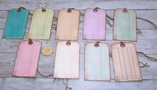 9~Vintage~Ephemera~Ledger~Junk Journal~Linen Cardstock~Gift~Hang~Tags