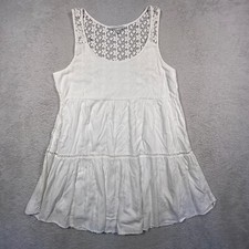 American Eagle White Lace Tiered Tank Dress Sleeveless Mini Women's Medium