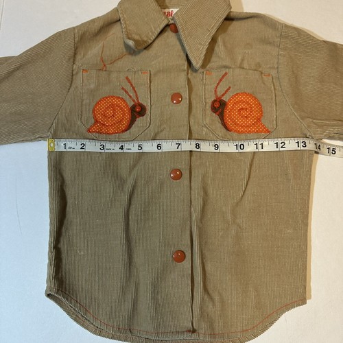 Vtg 70s Just Girls Corduroy Applique Jacket Shacket Sz 6 Snail Boho Hippie - Picture 6 of 9