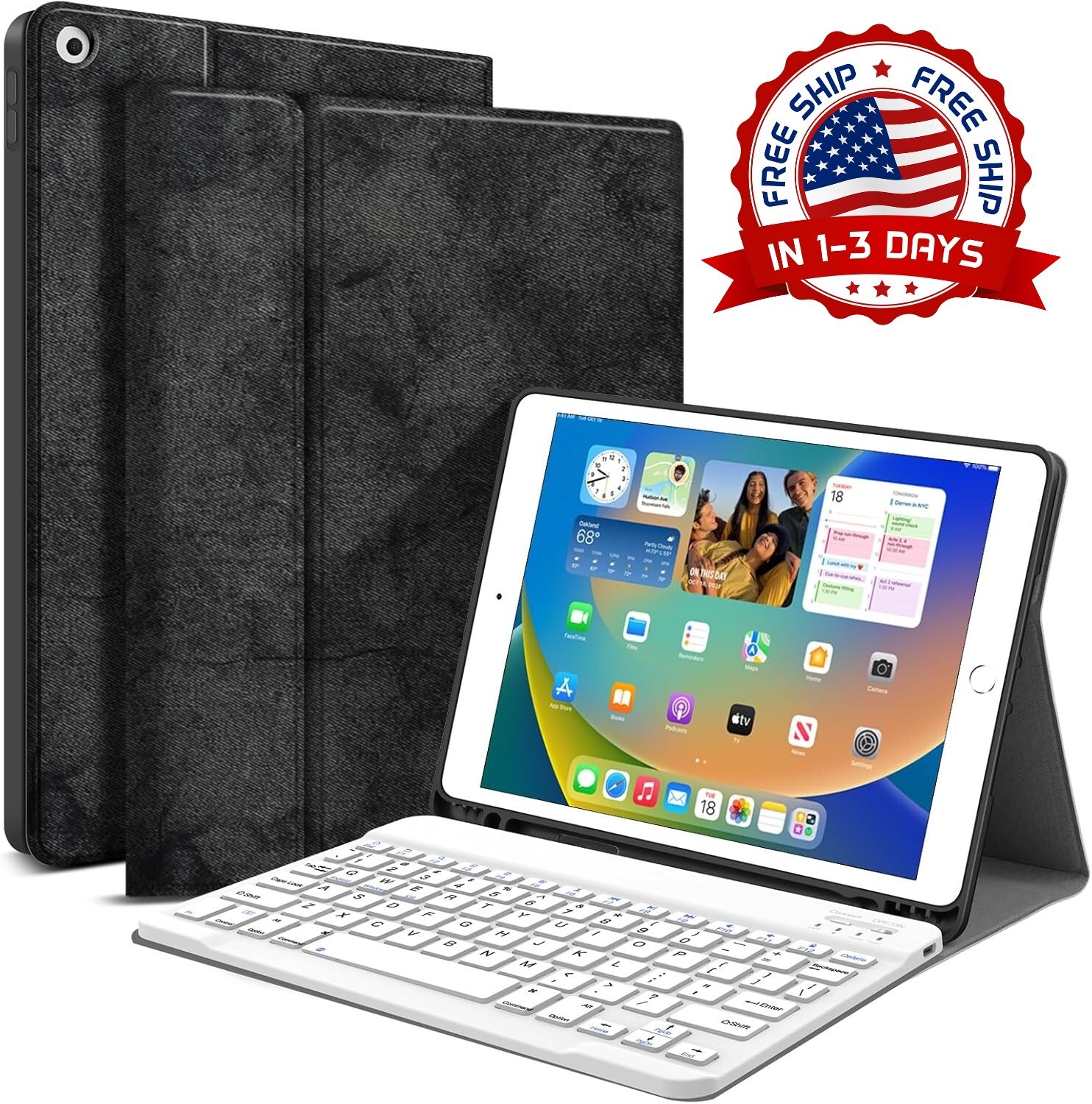 Funda Teclado Inalámbrico Bluetooth para iPad 10.2 2021 2020 2019 9th/8th/7th