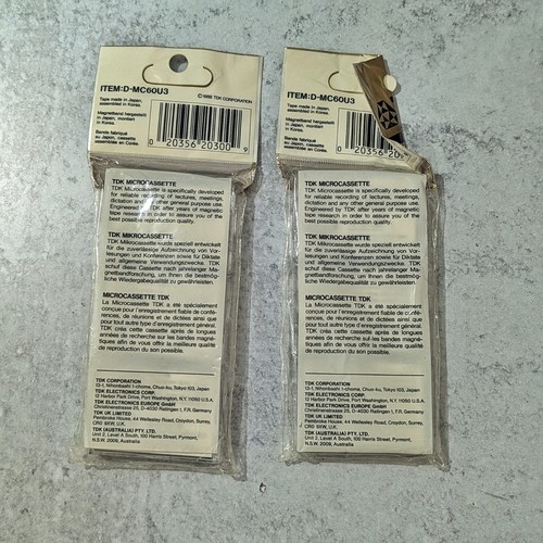 New Sealed Package TDK Microcassette MC 60 Tape 6 Pack 60 Minutes MC60 SEALED - Picture 2 of 3