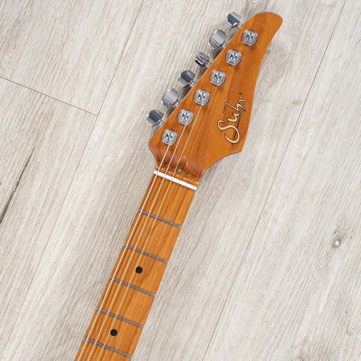 Suhr Standard Plus Guitar, Roasted Maple Fretboard, Trans Blue