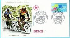 2590++ENVELOPPE 1er JOUR 1989 CHAMPIONNAT DU MONDE CYCLISME