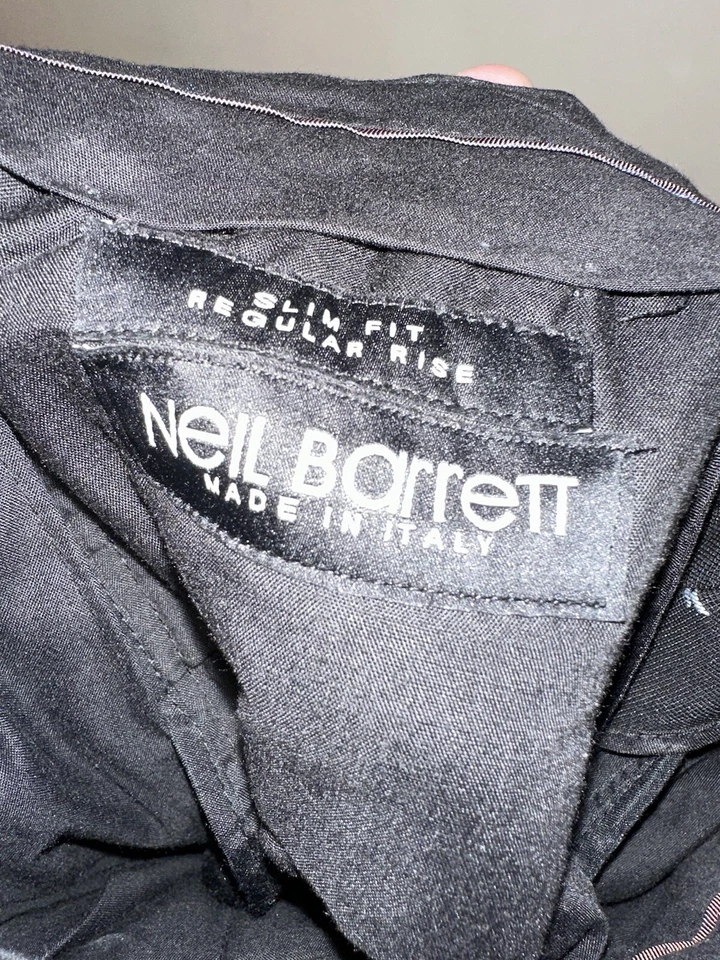 Pantalones Neil Barrett Para Mujer Calce Ajustado Rayo Perno Negro Talla 30 Foto 3 de 4