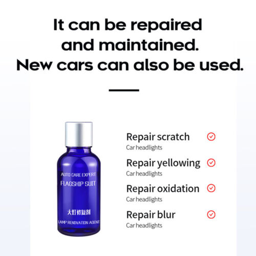 2× Car Headlight Lens Restoration Fluid Repair Kit Plastic Light Polish Cleaner - Picture 3 of 14