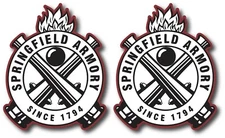 2X SPRINGFIELD ARMORY DECAL STICKER 3M USA MADE TRUCK GUN WINDOW CAR FIREARMS XD
