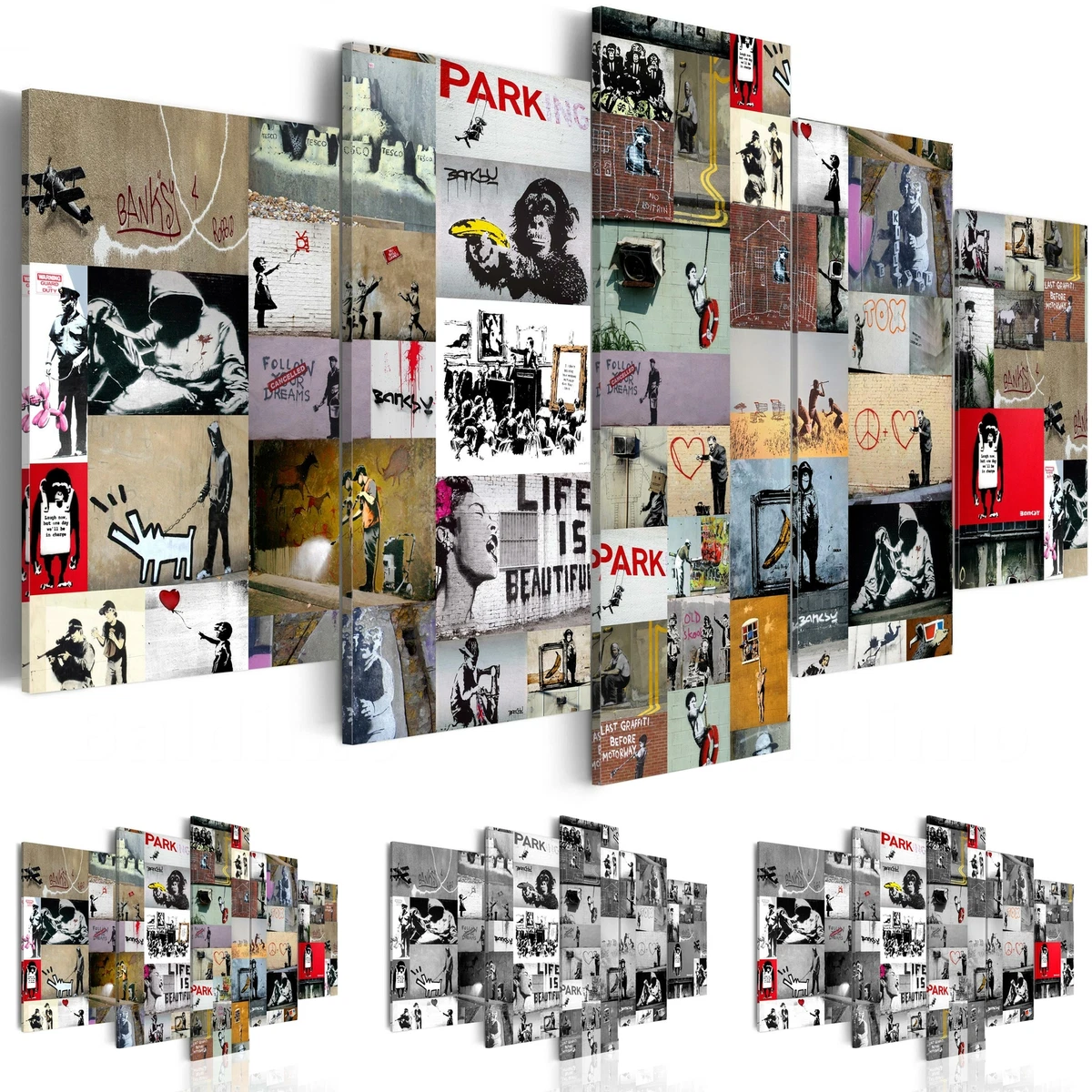 Giallobus - Quadro - Banksy - Scimmia banana quadro - Tela Canvas Telaio Standard - 100x70 - Pronto da appendere - Quadri moderni per la casa Giallobus - Quadro - Banksy - Scimmia banana quadro - Tela Canvas Telaio Standard - 100x70 - Pronto da appendere - Quadri moderni per la casa