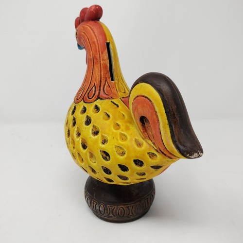 Vintage Folk Art Hahn Keramik Bank 1970er Jahre Retro KEIN Bodenstopper - Bild 2 von 7