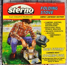 Vintage Sterno Folding Stove Camping Hunting Backpacking Outdoor Cooking NOS