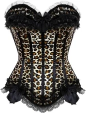 Leopard Print Satin Corset Top