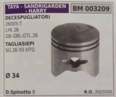 2023100 Complete Piston Brush Cutter Taya Sandrigarden Harry Lyk 26 Ø34
