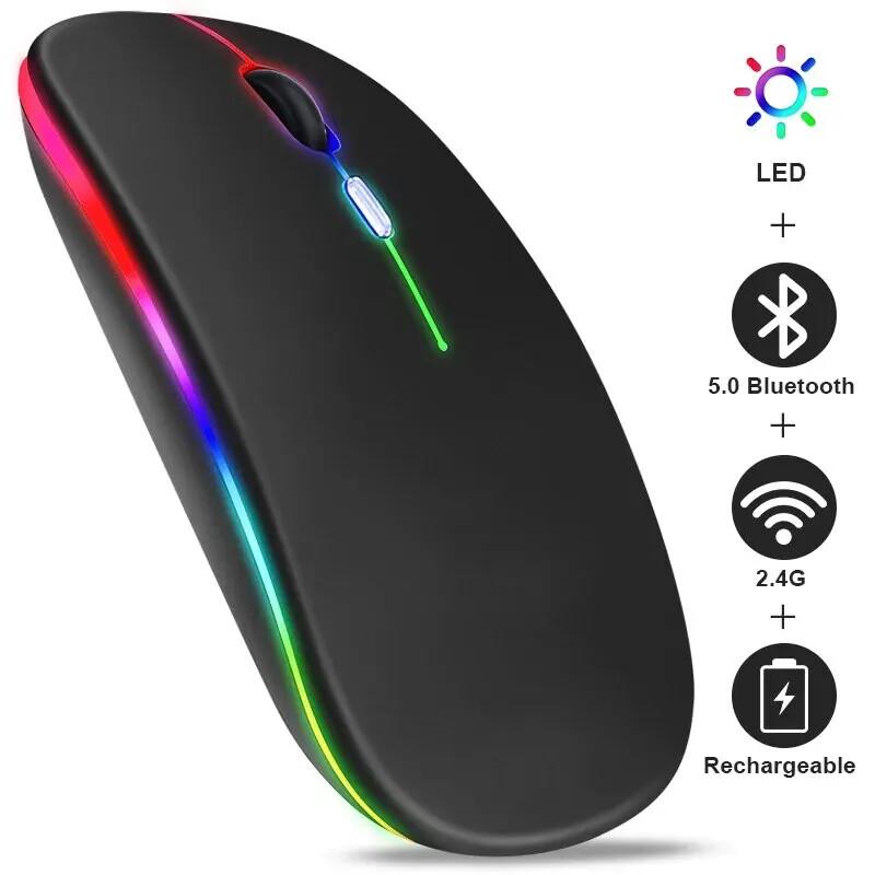 Rechargeable RGB Wireless Bluetooth Gaming Mouse with Backlit for PC-image