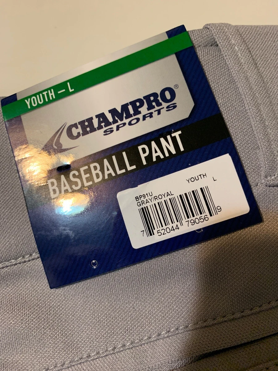 NWT Champion Sports Youth Baseball Pants Size Large Gray 27 29